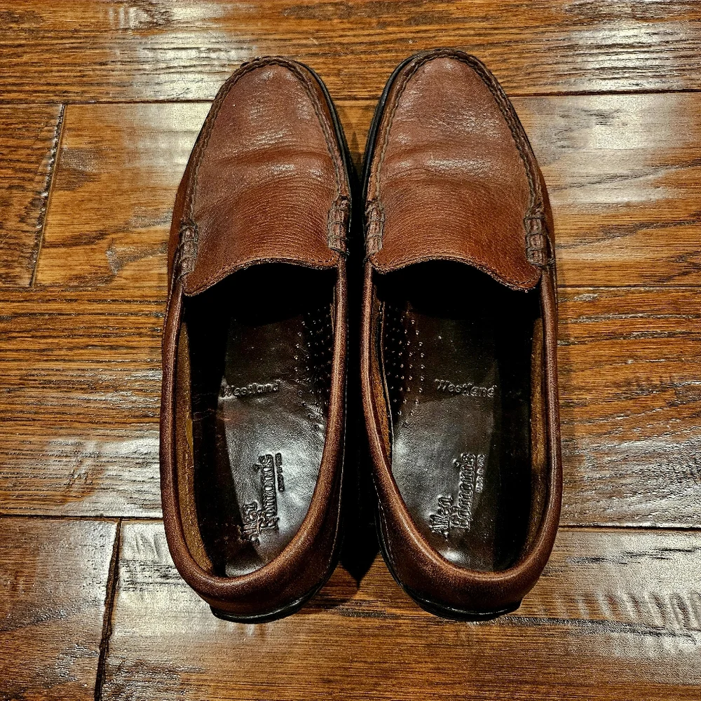 ALLEN EDMONDS Westland Brown Leather Pebble Loafers Shoes Size 9 1/2 B